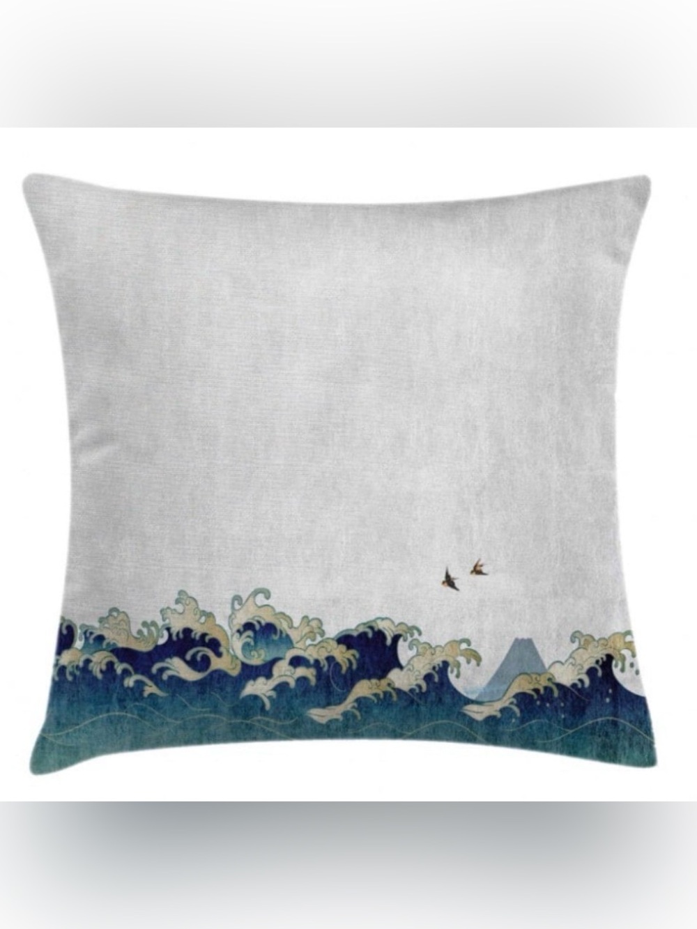 Set of 4 Accent Pillow Covers 16”x16”, Japanese Wave Design by Ambesonne. NIB